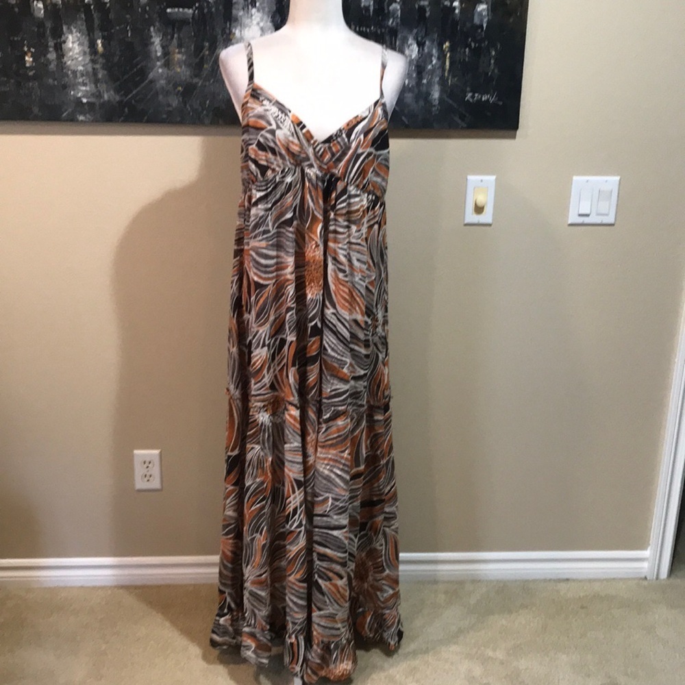 Derek Heart 100% Cotton Spaghetti Strap Tie Back Tiered Maxi Dress-Size L